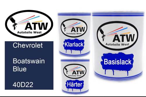 Chevrolet, Boatswain Blue, 40D22: 1L Lackdose + 1L Klarlack + 500ml Härter - Set, von ATW Autoteile West.
